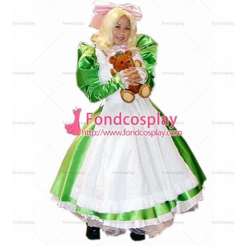 Sexy Sissy Maid Satin Dress Lockable Uniform Cosplay Costume Tailor-made[CK091]