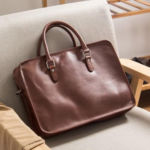 Hand-designed vegetable tanned cowhide men large-capacity portable briefcase computer bag women shoulder messenger Cambridge bag