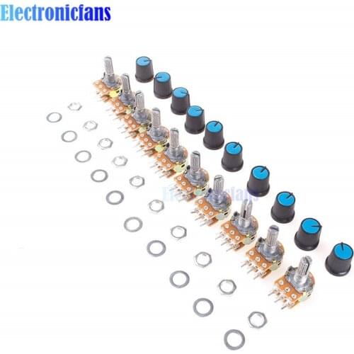 Diymore 5pcs WH148 Potentiometer Resistor B10K 10K 6Pin Linear Taper Rotary Potentiometer for Arduino with Cap