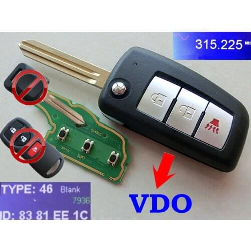RMLKS Replacement Flip Keyless Entry Folding Remote Key Fob 3 Button 315mhz Fit For Nissan VDO/DB FCC :CWTWB1U415 KBRASTU15