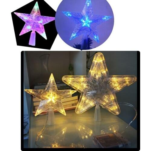 Christmas Tree Top Star Lights Christmas Tree Decoration Ornaments Battery Power Garland New Year Christmas Decorations for Home