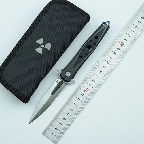 LEMIFSHE JR3392 folding knife D2 blade G10 carbon fiber handle outdoor camping survival kitchen knife fruit knife EDC tool knife