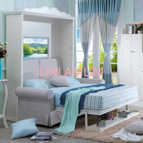 Fabric bed frame soft electric sofa wall Bed Home Bedroom Furniture camas lit muebles de dormitorio yatak mobilya quarto