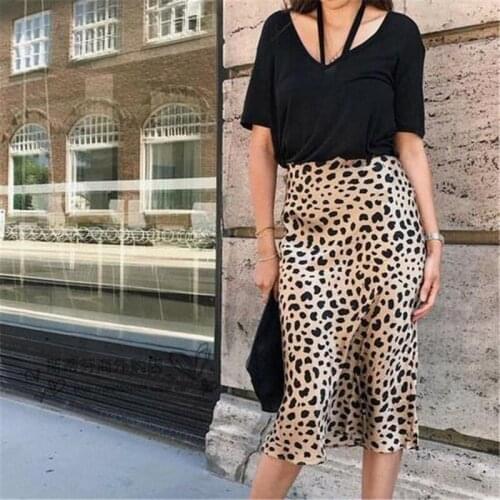 Vintage High Waist Midi Skirts Leopard Pattern Women Skirt Sexy Slim Women Skirt Clubwear Casual Style Ladies Skirts Streetwear
