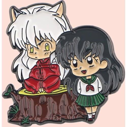 ZF2167 Anime Couple Cartoon Icons Style Metal Enamel Badge Buttons Brooch Anime Lovers Denim Shirt Lapel Pins