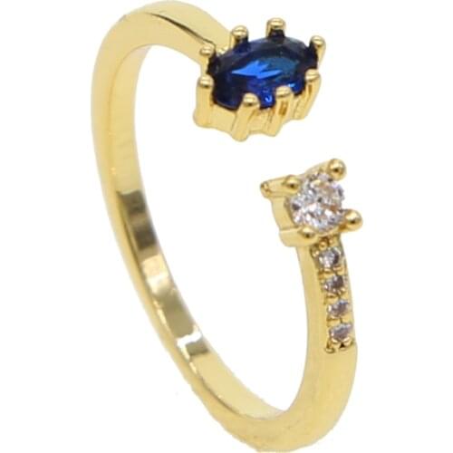 Geometric Melody fashion clear and Blue Sparking CZ Finger Rings for Women gold color rings Jewelry