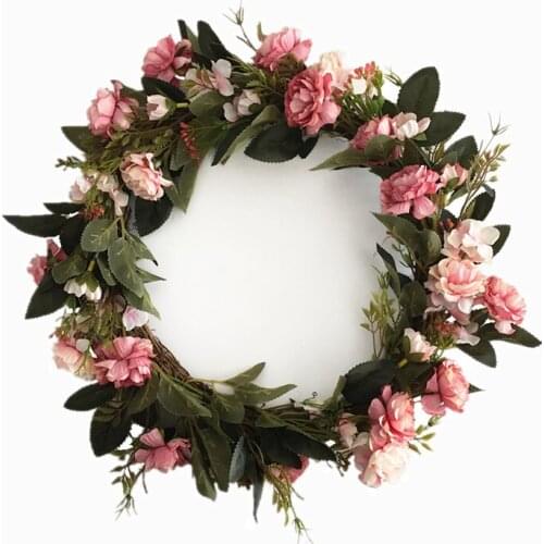 1 Pc/lot 14 Inch Artificial Silk Flower Twig Wreath For Wedding Door Wreath Party Decoration Free Shipping
