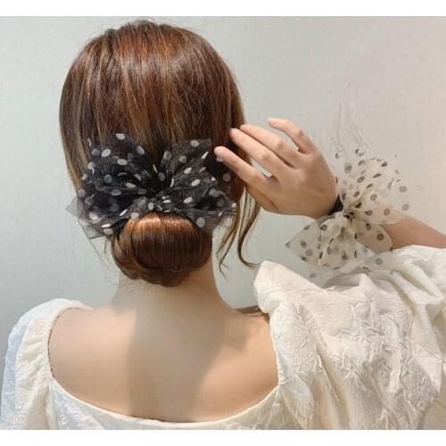 1Pc Vintage Yarn Bowknot Hairpin Bun Hairstyle Hair Stick Women Elegant Hair Scrunchies French Hair Maker Tools Hair Accessories