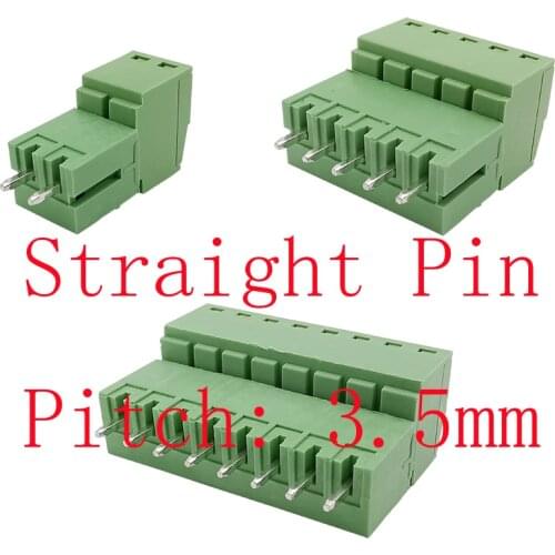 10Pairs 2/3/4/5/6/7/8/9/10/12 Pin Straight Needle 15EDG 3.5mm KF2EDG 3.5mm Pitch PCB Screw Terminal Blocks Plug Socket Connector
