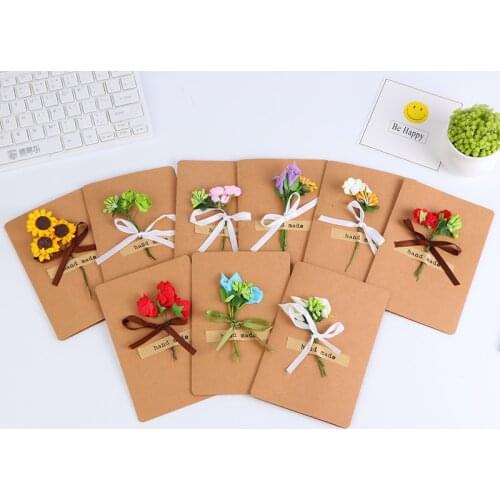10pcs Kraft Handmade Jewelry Big Brown Card 10.9x16cm Paper Craft Gift Card Best Wish Flower Jewelry Displays Birthday