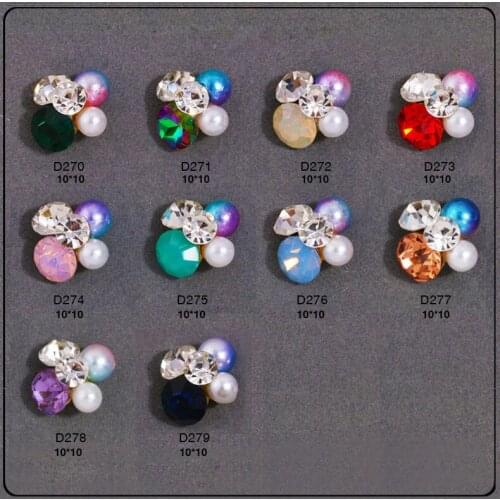 New 10pcs top-level nail art jewelry decoration alloy heap rhinestones Mermaid pearls 3d charm nail metal glitter accessories
