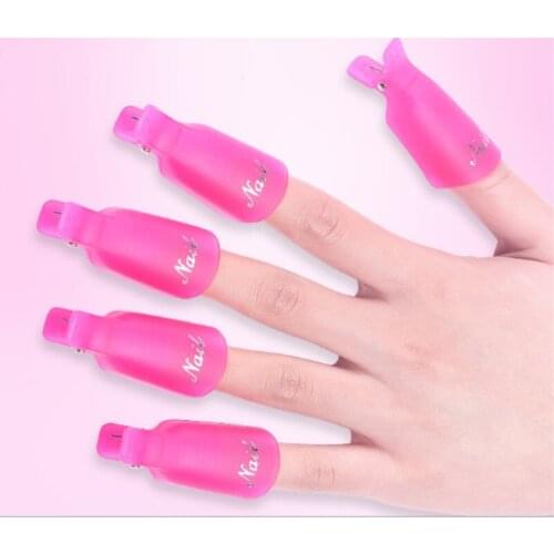 10PCS Plastic Nail Art Soak Off Cap Clip UV Gel Polish Remover Wrap Tool Nail Art Tips for Fingers Nail Polish Remover Nail Tool