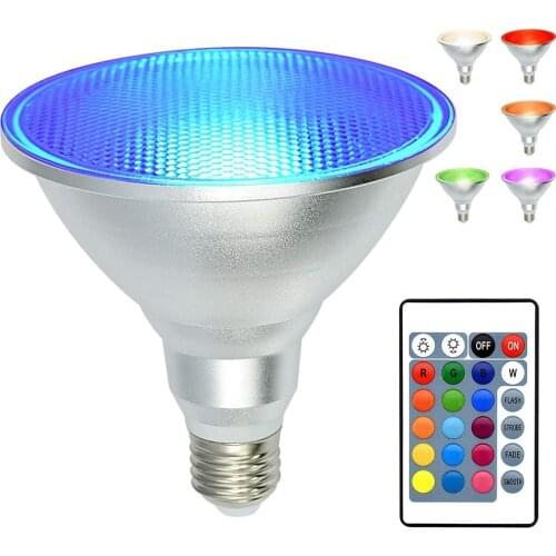 10W 20W RGB LED Floodlight Bulb IP65 Waterproof Lawn Lamp E26/E27 Dimmable Remote Control Colorful Spot Light Home Party Decor