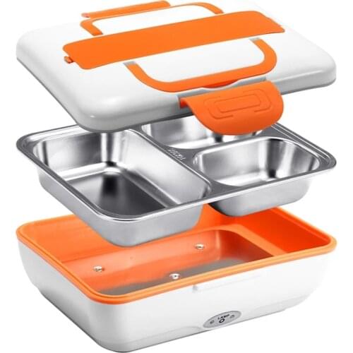 3 IN 1 Multifunctional 304 Stainless Steel Inner Electric Heating Lunch Box Rice Food Warmer Container Home Car Office Lunch Bag