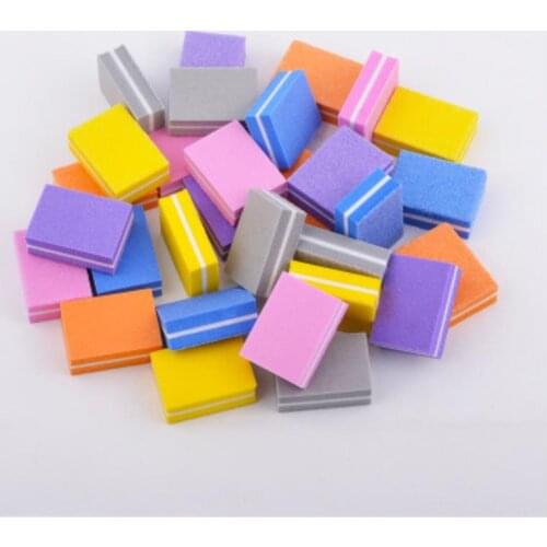 50pcs Double-sided Mini Nail File Blocks Colorful Sponge Nail Polish Sanding Buffer Strips Nail Polishing Manicure Tools T0104