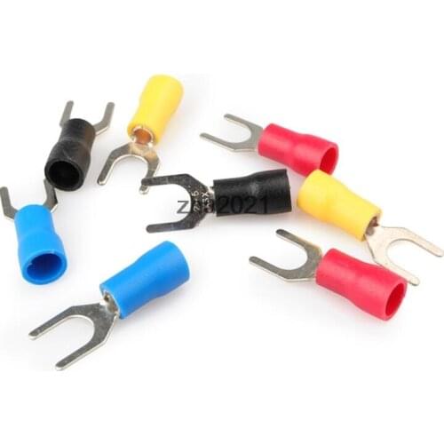 50pcs SV2-3.2 Insulated Fork Spade Wire Connector Electrical Crimp Terminal