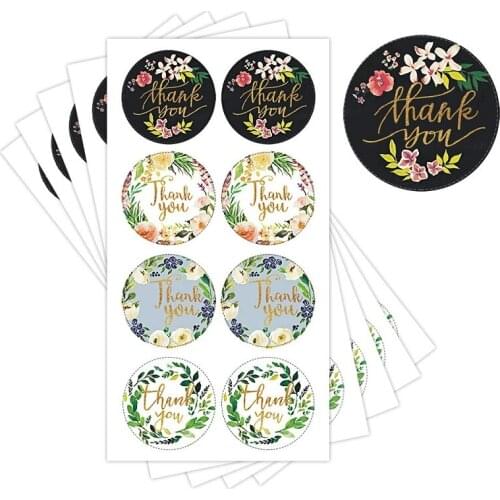 8pcs/sheet Thank You Round Sticker Sealing Business Bronzing Decor Sticker Label Cup Envelope Packaging Gift Stationery Sticker