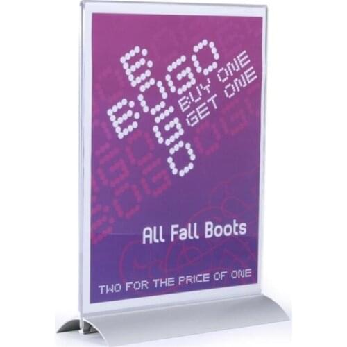 A4 Acrylic Frame Aluminum Base Clear Sign Display Menu Stand Poster Holder