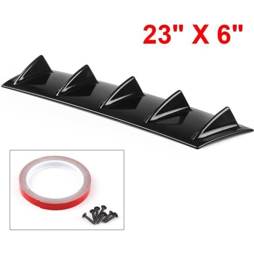 ABS Plastic Universal Black/Carbon Rear Bumper Lip Chassis Diffuser Spoiler 5 Fin Shark Fin Style