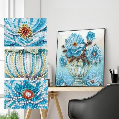 Special Shaped Drill Round Diamond Painting Flower Vase 5D Diamond Picture Cross Stitch Partial Paste Stone Mosaic Needlework