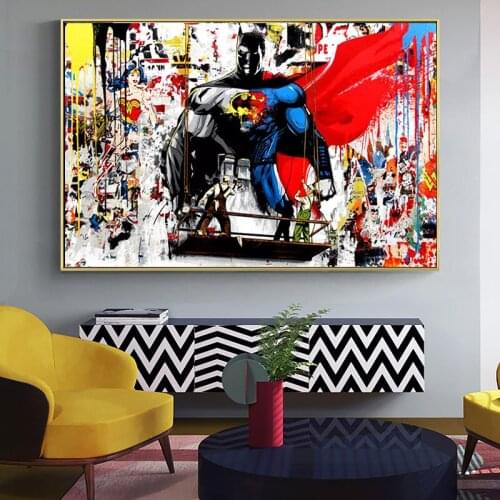 Banksy Graffiti Art Superheroes Canvas Paintings on The Wall Art Marvel Pictures Posters and Prints for Living Room Decor