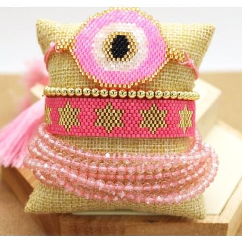 ZHONGVI Evil Eye Bracelets MIYUKI Bracelet For Women Lucky Star Pattern Pulseras Mujer Handwoven Adjustable Tassel Jewelry Gifts