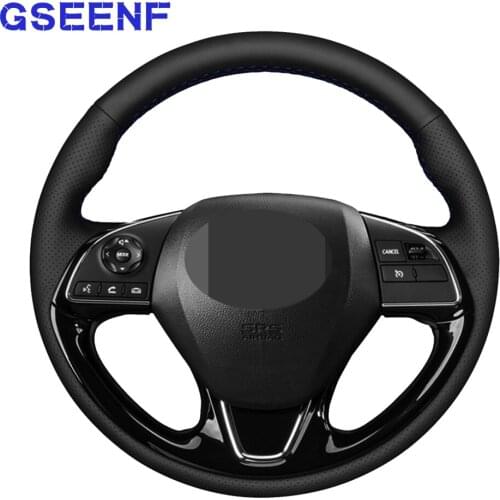 Car Steering Wheel Cover For Mitsubishi ASX Outlander Mirage 2016-2019 Eclipse (Cross) Black Hand-stitched Genuine Leather