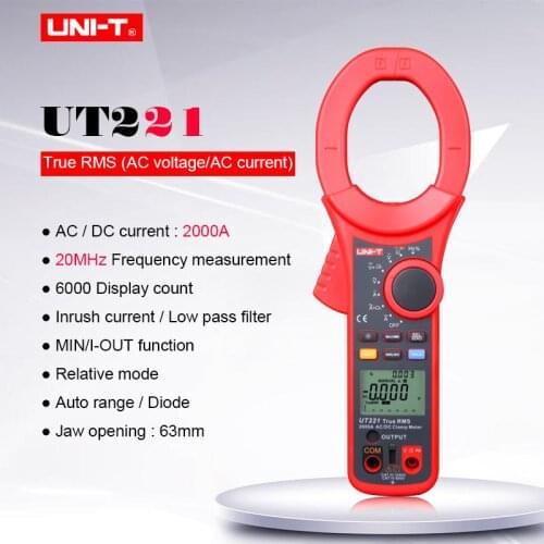 UNI-T UT221 T-RMS 2000A Digital Clamp Meter AC DC current voltage Digital Multimeter Resistance Frequency test AC Inrush current