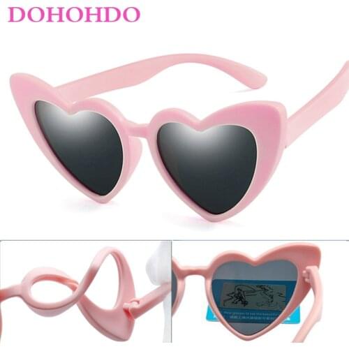 DOHOHDO New Kids Polarized Sunglasses Children Heart Sun Glasses Girls Boys Silicone UV400 Child Mirror Baby Eyewear Gafas TR90