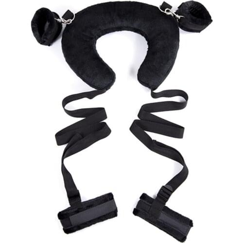 DOMI Nylon BDSM Handcuffs Footcuffs Bondage With Plush Sex Pillow For Adult Game
