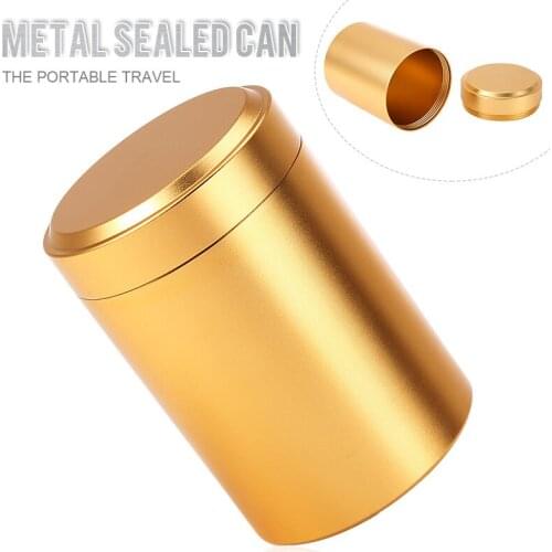 Travel Tea Stash Jar Airtight Smell Proof Metal Herb Can Portable Container Aluminum Herb Stash Metal Sealed Can Tea Jar Storage