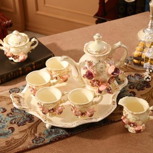 European coffee set Coffee cup set American - English ceramic flower afternoon tea set with tray