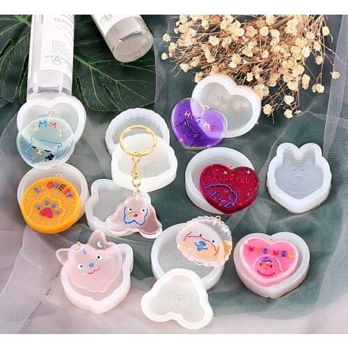Silicone Mould Dried Flower Resin Decorative DIY Cat and puppy letter pendant handmade mould Type epoxy resin molds for jewelry