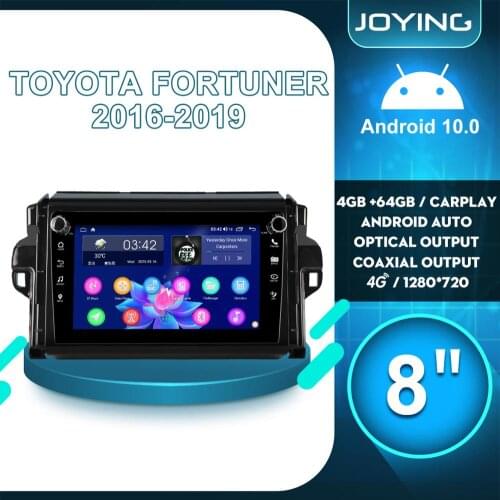 JOYING 8"Car Multimedia Audio System 2 din Radio Android 10 Automotivo Bluetooth Carplay DVR 4G For Toyota Fortuner 2 2016 2019
