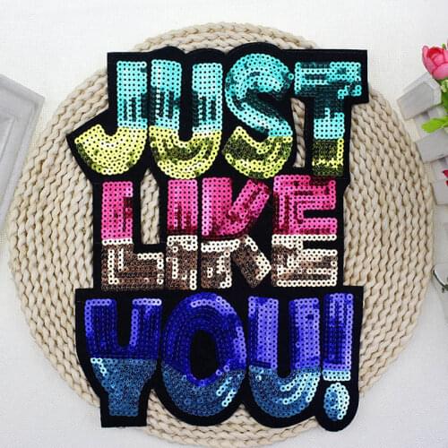JUST LIKE YOU Patches For Clothing Sequined Lace Fabric T-shirt Womens Patch Clothes Stickers