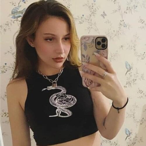 Crop top Snake And Floral Print Tank Top sexy femme aesthetic clothes tank top girl summer clothes for women vintage clothes y2k