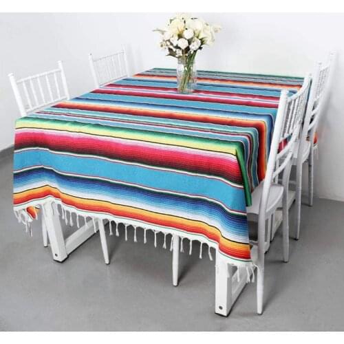 Mexican Blanket Tablecloth for Mexican Party Wedding Decorations Square Cotton Table Cloth Colorful Mexican Table Cover