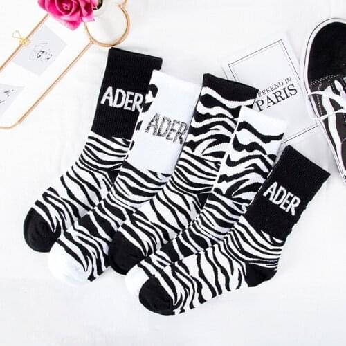 Harajuku new kawaii cute socks ladies cow zebra pattern soft breathable cotton socks ankle high casual comfortable letter socks