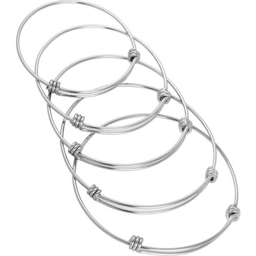 MJB0456 Wholesale Custom Size Stainless Steel Jewelry DIY 1.5mm Bangle Adjustable Expandable Wire Bangle Bracelets For Unisex