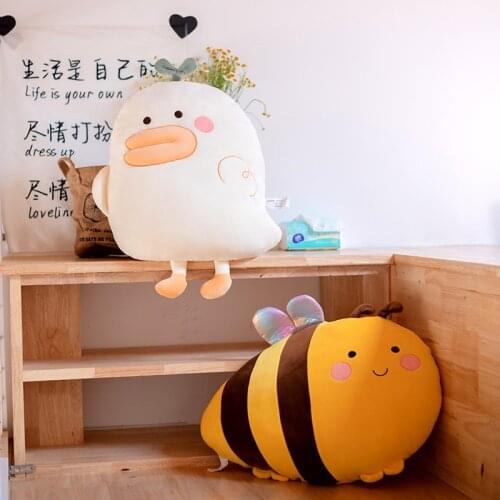 Ins Hot Bee White Duck Soft Stuffed Plush Toys Pillows Animal Plush Toy Cartoon Pillow Cushion For Kids Gift