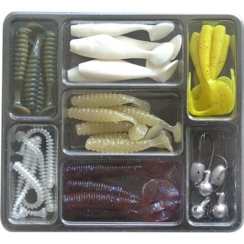 Elenxs Simulation Leeches Fishing Accessory Set with Jig Lead Fishing Hooks Vivid Rubber Fishing Baits
