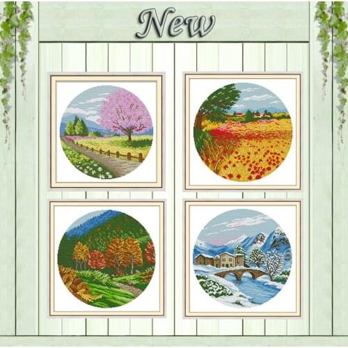 Four seasons spring scenery 11CT Counted printed on Canvas DMC 14CT Cross Stitch Embroidery kit Needlework Sets DIY crafts Decor