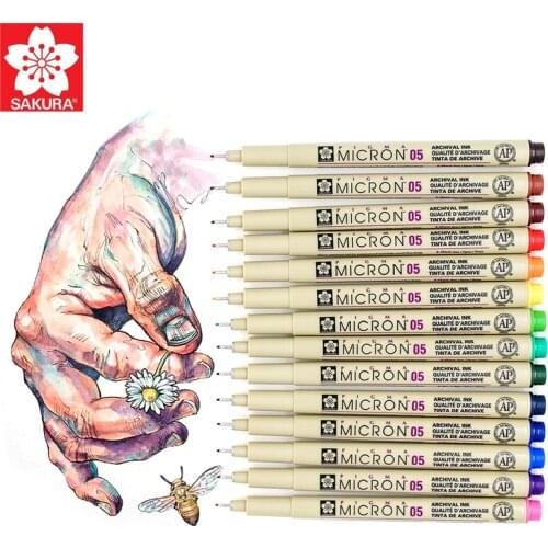 SAKURA Needle Pen Set Waterproof Drawing Manga Pigma Micron Liner Brush Pens Hook Line Graphic Markers Art Supplies