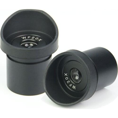 2PCS/lot 20X Stereo Microscope eyepiece lens widefield 10mm optical glass with eyecups mount 30mm for binocular microscope