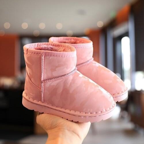 2-12 Year Fashion Boys Girls Kids Shoes ChildrenS PU Leather Ankle Boots Female Winter Waterproof Warm Plush 2020 For Snow Baby