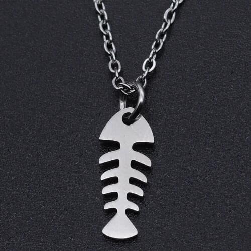 Fish Bone Stainless Steel Charm Necklace for Women Dropshipping Accept OEM Order Dainty Steel Necklaces Wholesale