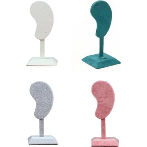 Fashion Ear Shaped Earring Display Stand Microfiber Earring Holder Ear Clip Stud Jewelry Display Organizer Stand Optional