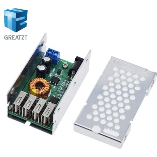 DC-DC 9V 12V 24V 36V To 5V Step Down Board 5A 4 USB Output Buck Converter Power Supply Module with Aluminum Shell For Phones