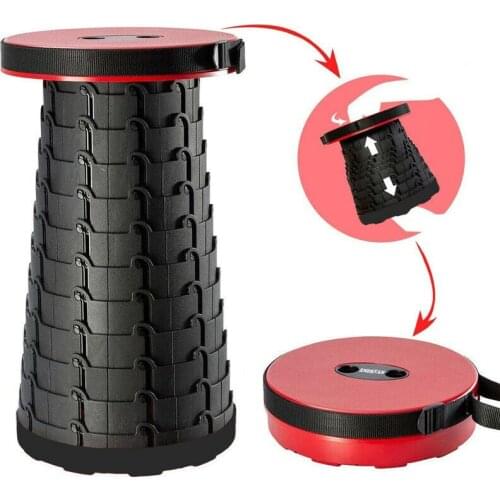 Portable travel folding telescopic stool, height adjustable line up telescopic seat outdoor camping stretch fishing chair