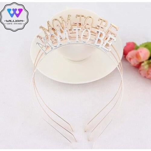 1Pcs Rose Gold Silver Mom To Be Tiara Crown Headband for Baby Shower Boy Girl Gender Reveal Party Announcement Decorations